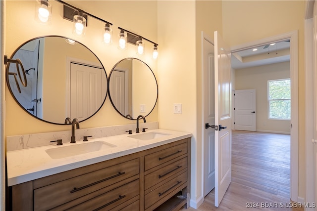 bathroom featuring wood-type flooring and vanity