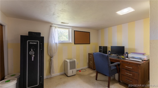 office with a textured ceiling