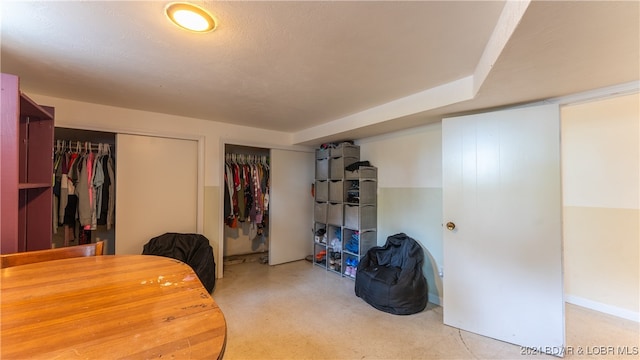 interior space featuring a textured ceiling