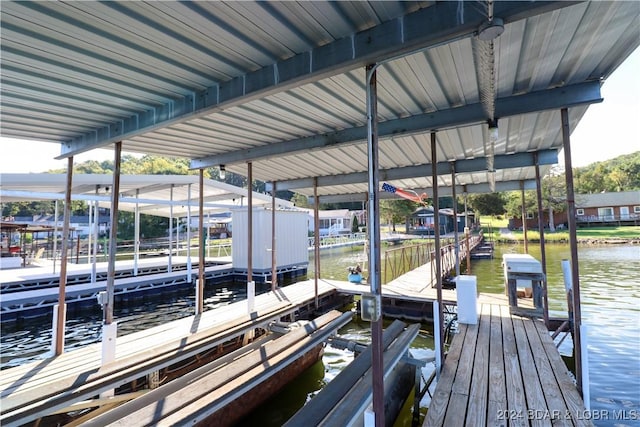 dock area featuring a water view