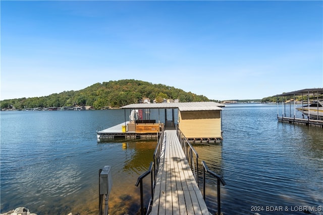 view of dock featuring a water view