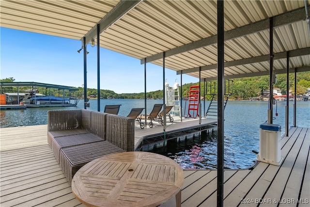 dock area featuring a water view