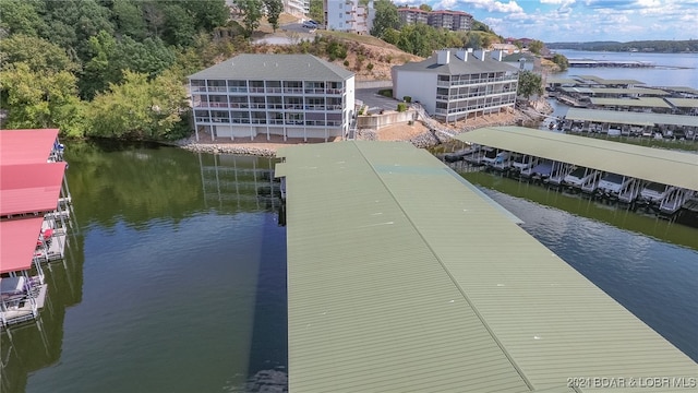 dock area featuring a water view