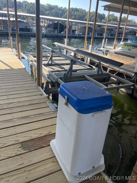 dock area featuring a water view