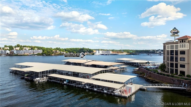 view of dock featuring a water view