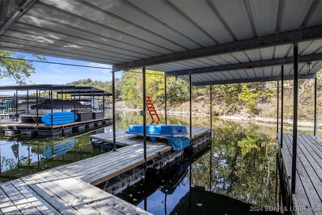 dock area featuring a water view