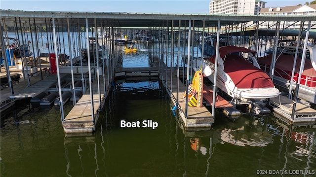 view of dock featuring a water view