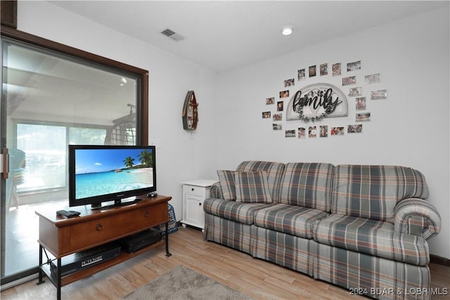 living room with light wood-type flooring