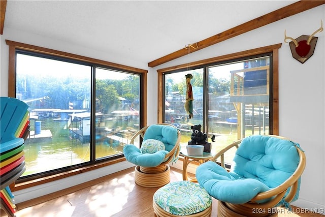 sunroom / solarium with lofted ceiling and a wealth of natural light