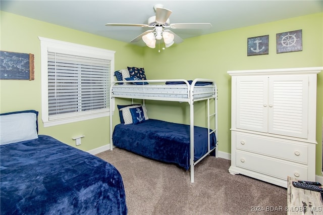 bedroom with carpet and ceiling fan