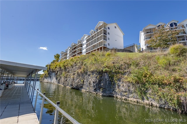 view of dock featuring a water view