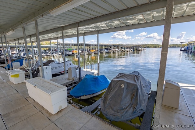 view of dock featuring a water view