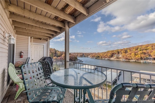 balcony with a water view