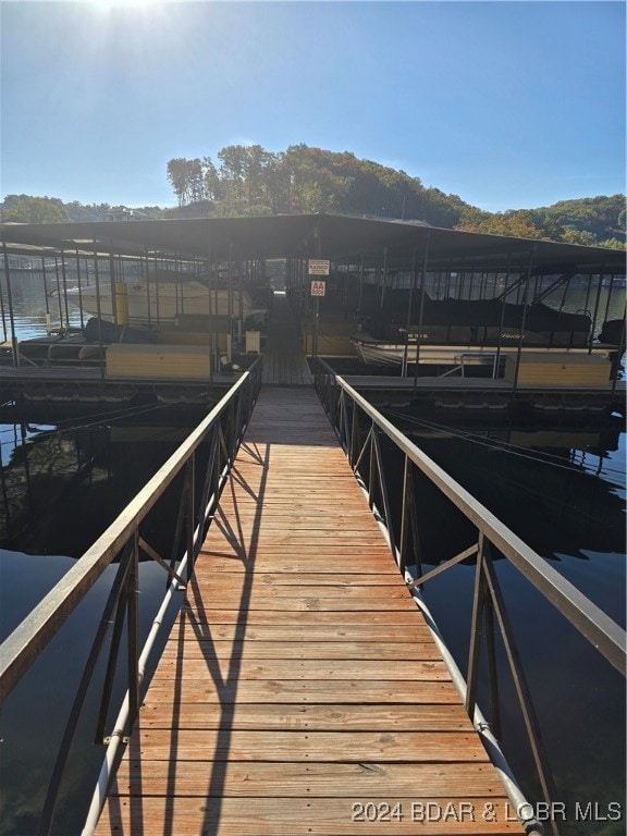 view of dock featuring a water view