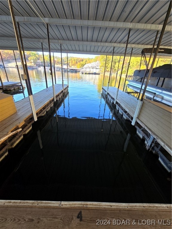 dock area featuring a water view