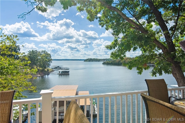 property view of water featuring a dock