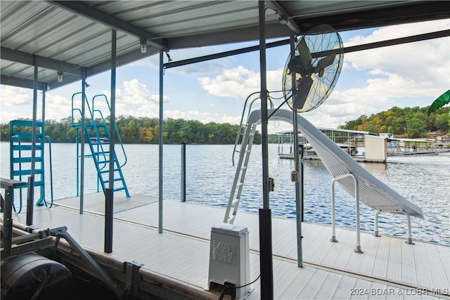 dock area featuring a water view