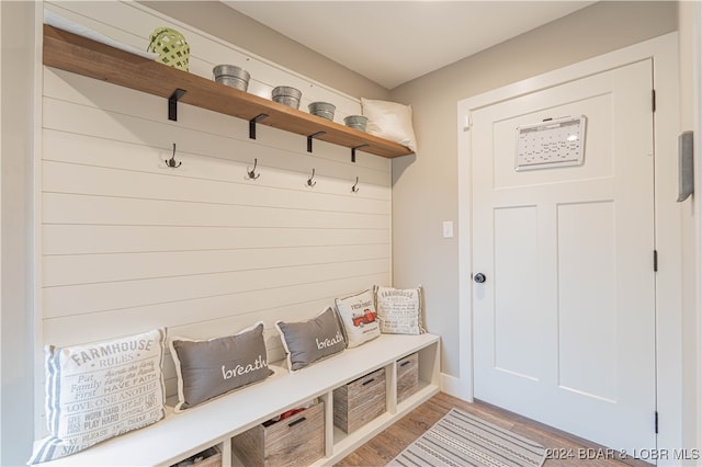 mudroom featuring light hardwood / wood-style floors