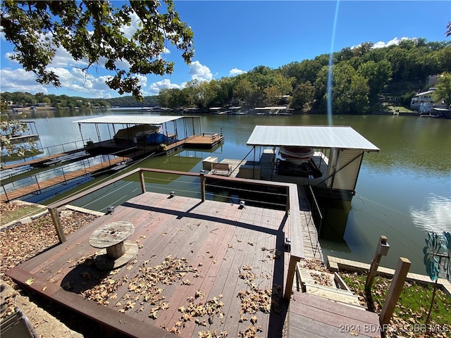 dock area featuring a water view