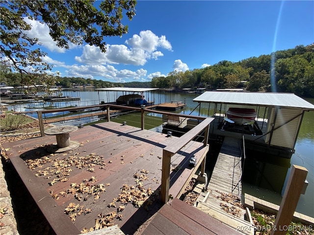 dock area featuring a water view