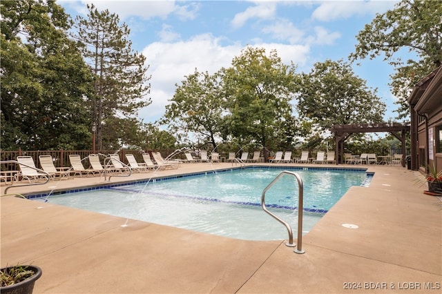 view of pool featuring a patio