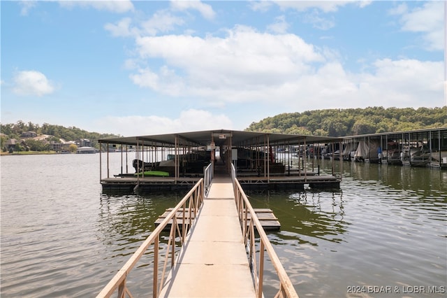 view of dock featuring a water view