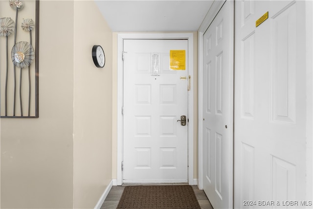 entryway featuring hardwood / wood-style flooring