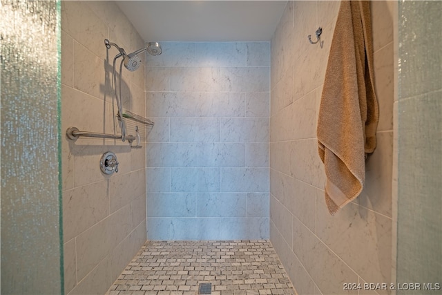 bathroom with tiled shower