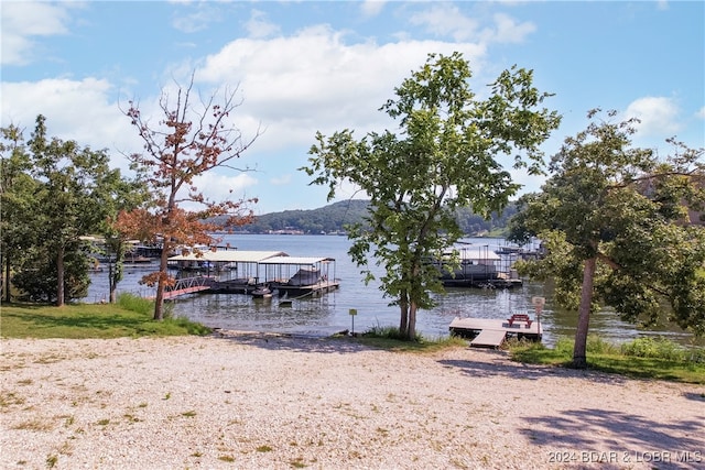 dock area featuring a water view