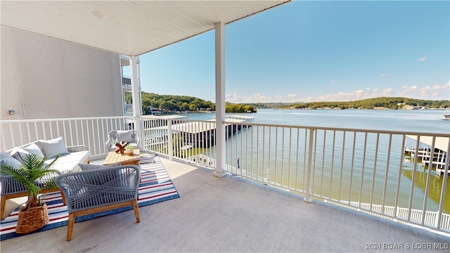 balcony with a water view