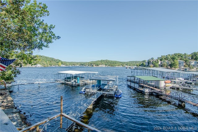 view of dock featuring a water view