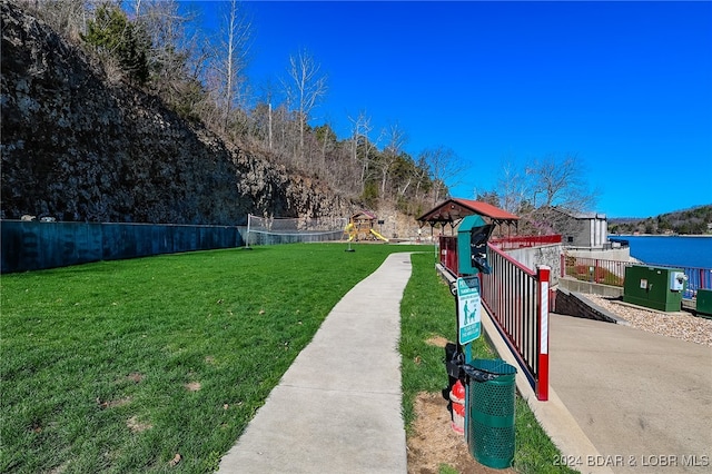 view of yard featuring a playground