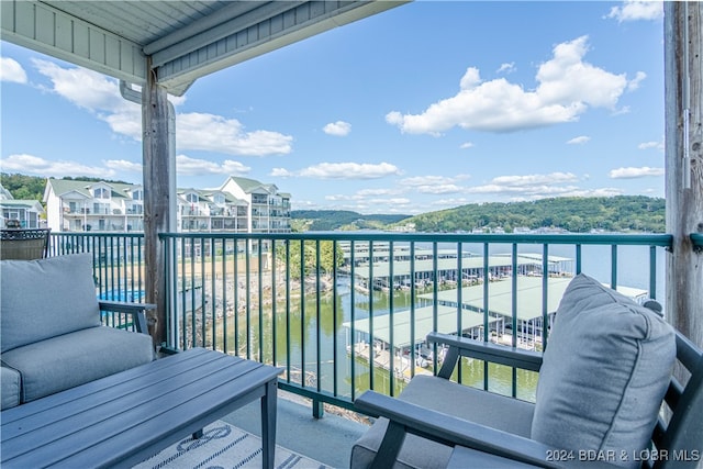 balcony with a water view