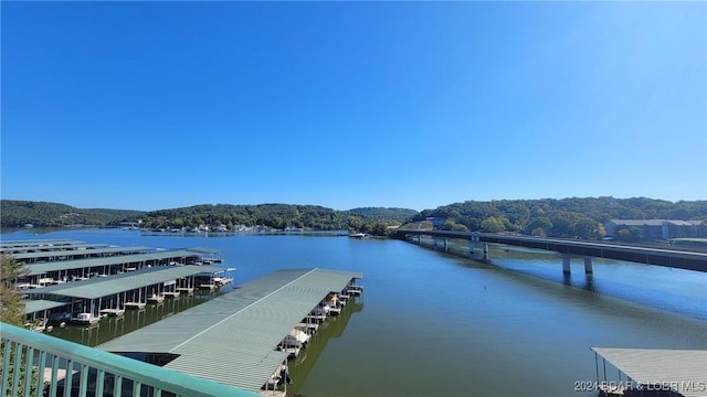 dock area featuring a water view