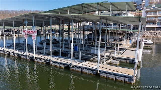 dock area featuring a water view