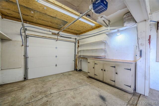 garage with a garage door opener