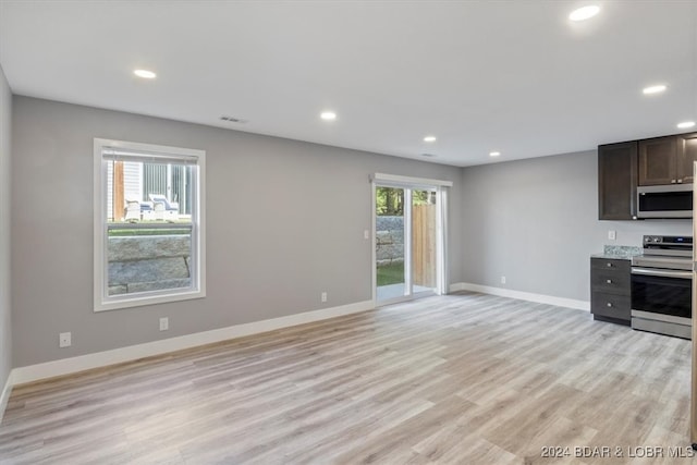 unfurnished living room featuring light hardwood / wood-style floors