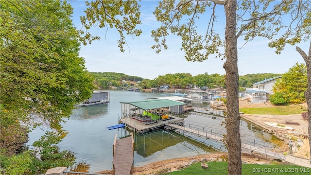 view of dock featuring a water view