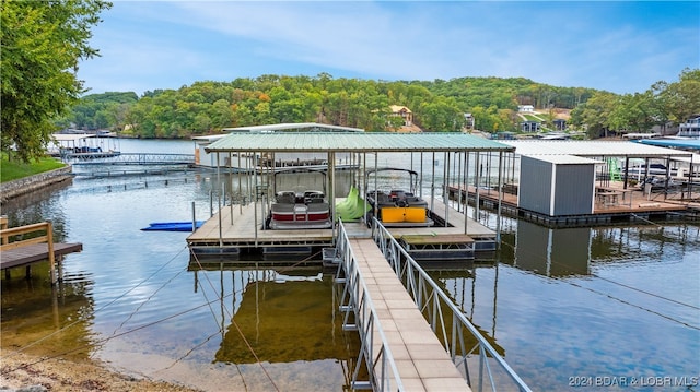 dock area featuring a water view