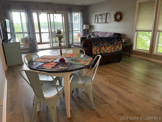 dining area featuring hardwood / wood-style flooring