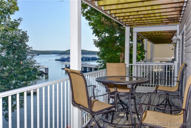 balcony with a water view