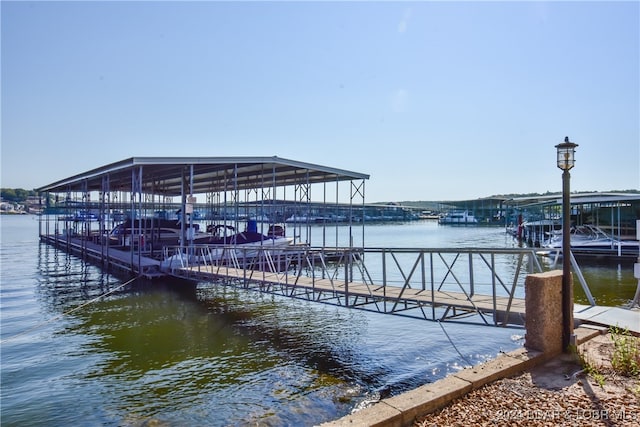 view of dock featuring a water view