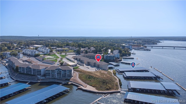 bird's eye view featuring a water view