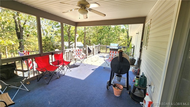 view of patio / terrace featuring ceiling fan