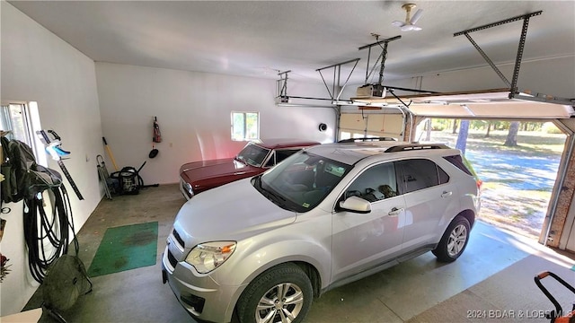 garage with a garage door opener