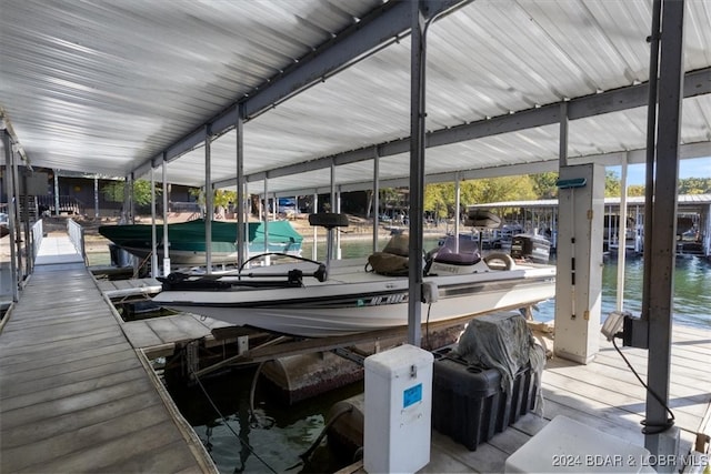 view of dock featuring a water view