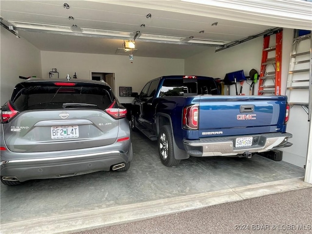 garage with a garage door opener