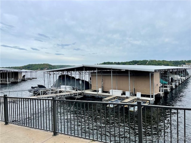 dock area featuring a water view