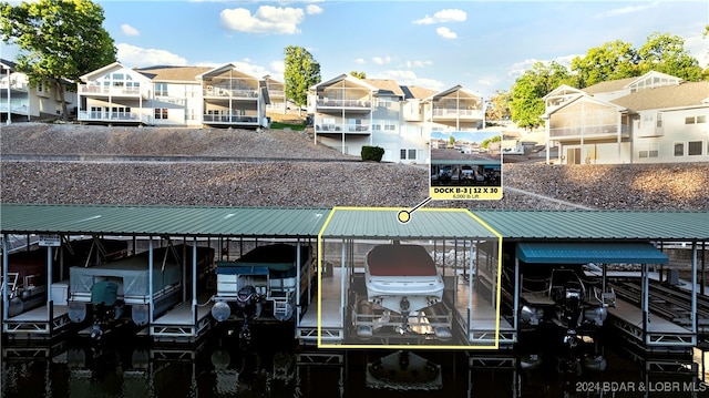 view of dock featuring a water view