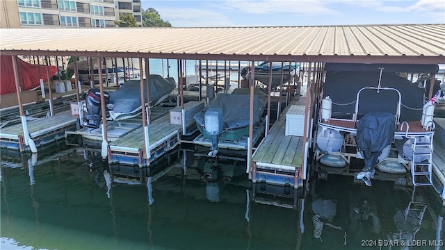 dock area featuring a water view